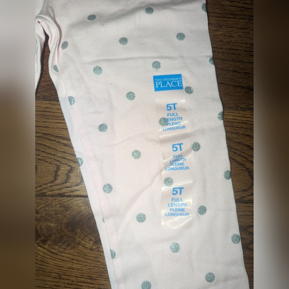 Size 5T Kids Pink with Silver Polka Dot Children's Place Leggings NWT - Picture 4 of 5